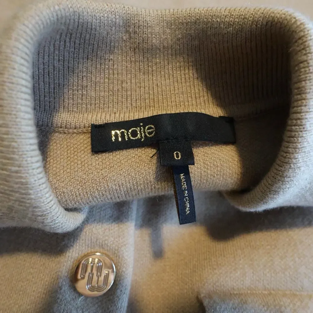 Maje Mimisal Knit Overshirt Cardigan In Camel Size 0/XS